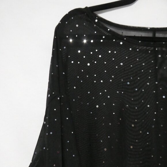 Unbranded | P2P 24 inches measured | Sheer Black Short Sleeve Sequin Shirt - Picture 3 of 13